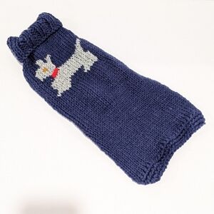 𝅺handmade Hand Knit Blue Dog Sweater Medium